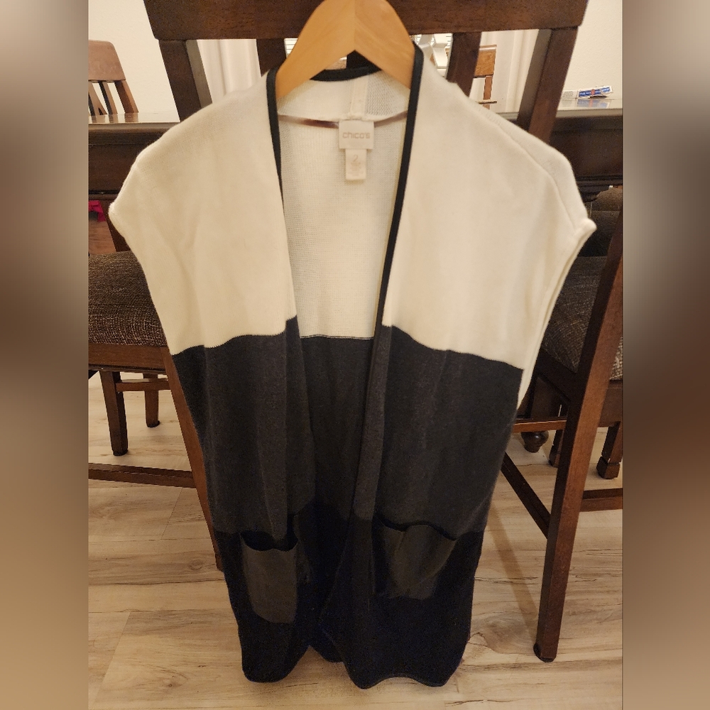 Chico's Elegant Black and White Cardigan